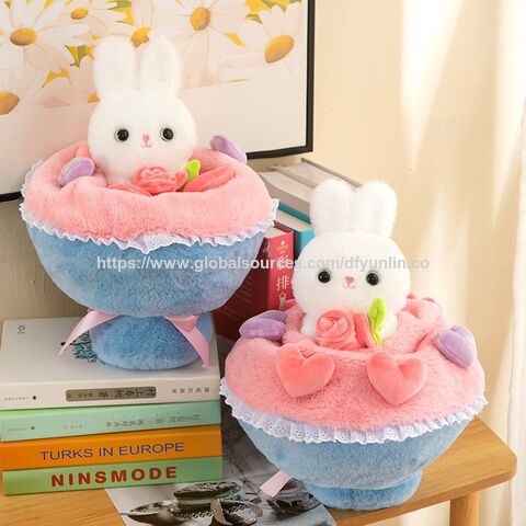 Ramo de flores de peluche con diseño de conejo princesa, regalo de San Valentín