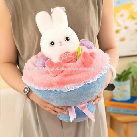 Ramo de flores de peluche con diseño de conejo princesa, regalo de San Valentín