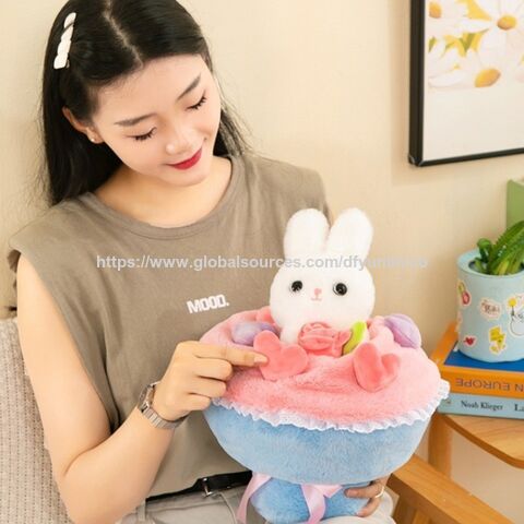 Ramo de flores de peluche con diseño de conejo princesa, regalo de San Valentín