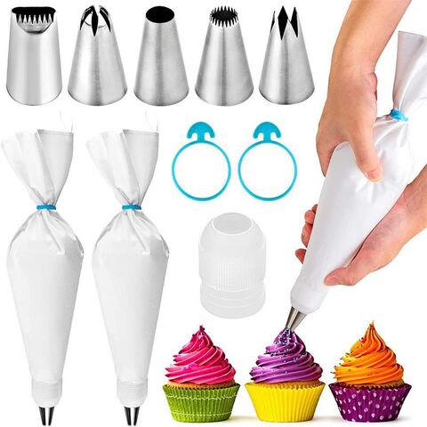 Icing dispensers & tips 14-piece set of 304 stainless steel piping tip set, cotton piping bag, tie, cream puff tip and baking set