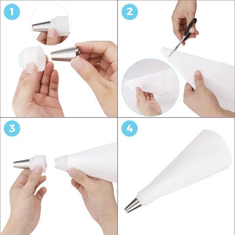 Icing dispensers & tips 14-piece set of 304 stainless steel piping tip set, cotton piping bag, tie, cream puff tip and baking set