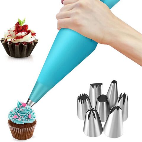 Icing dispensers & tips 14-piece set of 304 stainless steel piping tip set, cotton piping bag, tie, cream puff tip and baking set