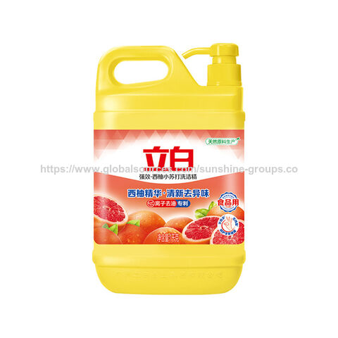 Detergente doméstico a granel, em barris grandes e garrafas pequenas, detergente de qualidade alimentar