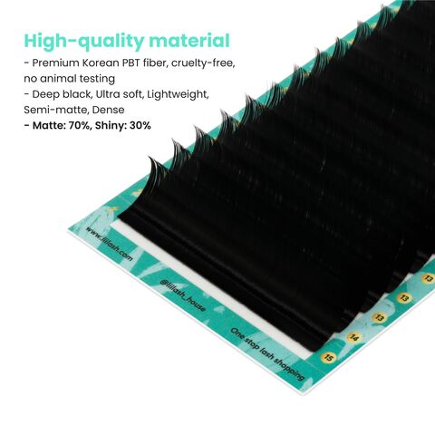 Cils en soie premium en gros avec boîtes, extensions de cils individuelles, cils noirs mats, plateau de longueur mixte super doux, OEM