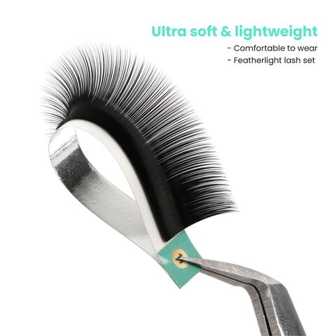 Cils en soie premium en gros avec boîtes, extensions de cils individuelles, cils noirs mats, plateau de longueur mixte super doux, OEM
