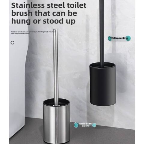 Toilet brush holders Modern Commercial Hotel Bathrooms Stainless Steel No-Drill Toilet Brush Holder Storage Rack Floor-Standing wi