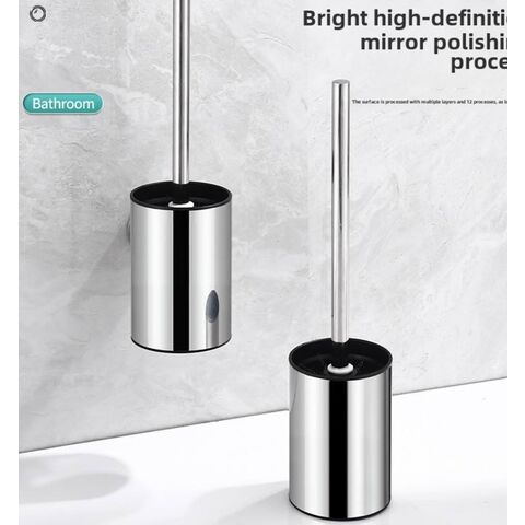Toilet brush holders Modern Commercial Hotel Bathrooms Stainless Steel No-Drill Toilet Brush Holder Storage Rack Floor-Standing wi
