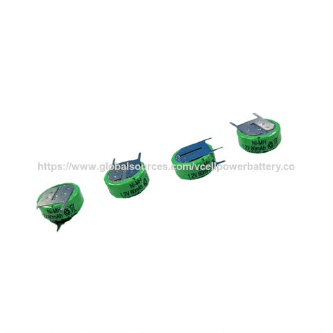 Bateria tipo botão recarregável NiMH VCELL/OEM de 1,2 V 80 mAh com excelente desempenho em alta temperatura para aplicações de iluminação
