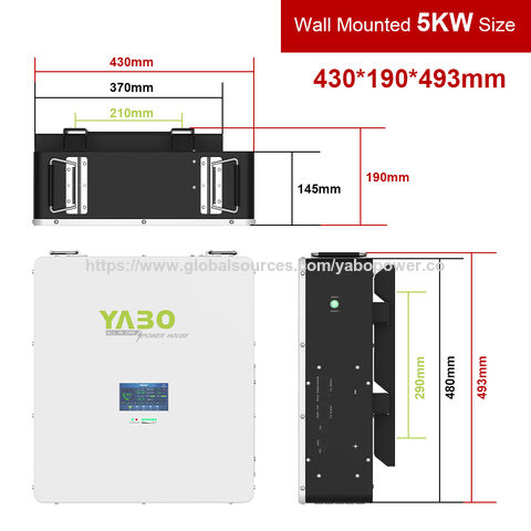 YABO 48V 100Ah LiFePO4 Solarbatterie, Hocheffizient, Lange Lebensdauer, Wandmontage