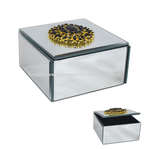 Glas Schmuckkästchen Verspiegelte Schmuckschatulle für Mädchen und Frauen mit Kristallblume - Elegante Schmuckaufbewahrung Großhandel