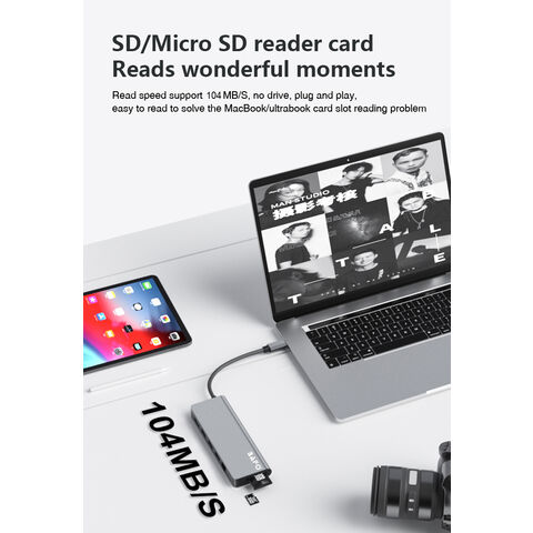محطة إرساء USB-C 8 في 1 مع 3 منافذ USB-A 3.2 بسرعة 5 جيجابت في الثانية، HDMI 4K، RJ45 Gigabit، PD 100W، قارئ بطاقات SD/TF للكمبيوتر المحمول/الكمبيوتر الشخصي - محطة إرساء USB-C للشركات