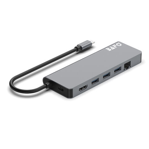 محطة إرساء USB-C 8 في 1 مع 3 منافذ USB-A 3.2 بسرعة 5 جيجابت في الثانية، HDMI 4K، RJ45 Gigabit، PD 100W، قارئ بطاقات SD/TF للكمبيوتر المحمول/الكمبيوتر الشخصي - محطة إرساء USB-C للشركات