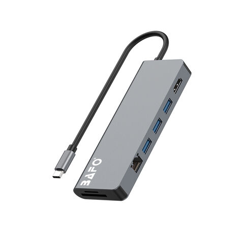 محطة إرساء USB-C 8 في 1 مع 3 منافذ USB-A 3.2 بسرعة 5 جيجابت في الثانية، HDMI 4K، RJ45 Gigabit، PD 100W، قارئ بطاقات SD/TF للكمبيوتر المحمول/الكمبيوتر الشخصي - محطة إرساء USB-C للشركات