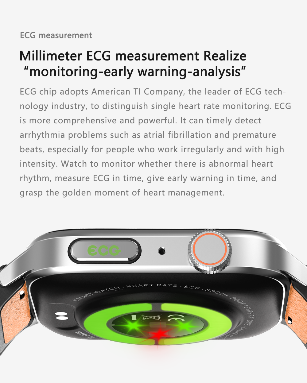 Ti Chip Ecg Smart Watch Professional Ecg Optical Blood Oxygen Ppg Heart ...