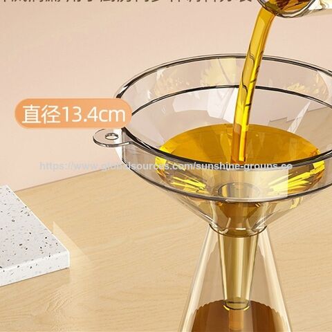 Funil transparente de qualidade alimentar para cozinha doméstica, dispensador de vinho, molho de soja, óleo de cozinha, embalagem de líquidos