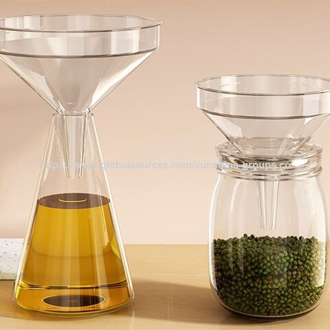 Funil transparente de qualidade alimentar para cozinha doméstica, dispensador de vinho, molho de soja, óleo de cozinha, embalagem de líquidos