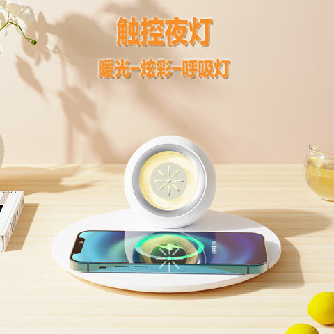 Base de Chargement sans Fil K22B 15W Certifiée Qi avec Diffuseur d'Aromathérapie, Haut-parleur Bluetooth et Veilleuse