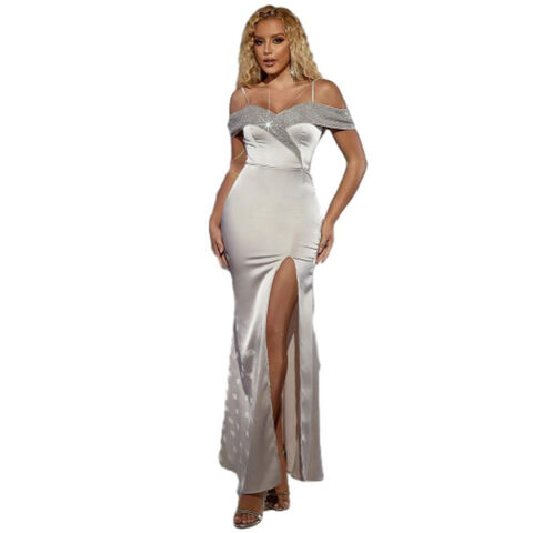 Vestido de Dama de Honra Confortável e Respirável, Vestido de Banquete de Noite, Silhueta Fluida, Vestido de Convidada de Casamento