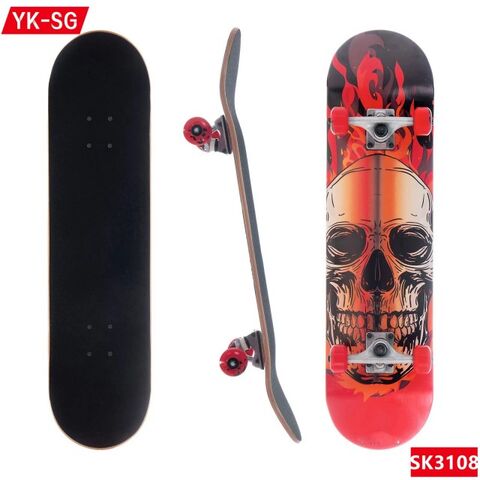 Skateboard Lengkap PRO 31 Inci, Deck Skateboard Kayu Maple 7 Lapis untuk Olahraga Ekstrim dan Aktivitas Luar Ruangan