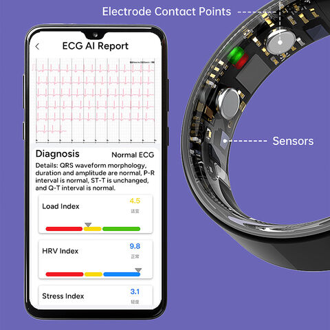 Nouvelle technologie Bague intelligente NYJ06 de surveillance de la santé 5ATM étanche Modes sportifs multiples température corporelle pour Noël