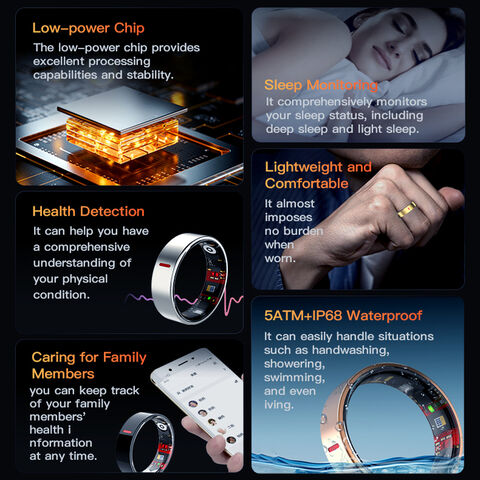 Coffrets cadeaux Navigation GPS via APP NYJ07 5ATM Bague intelligente étanche Modes sportifs multiples HRV montre mince