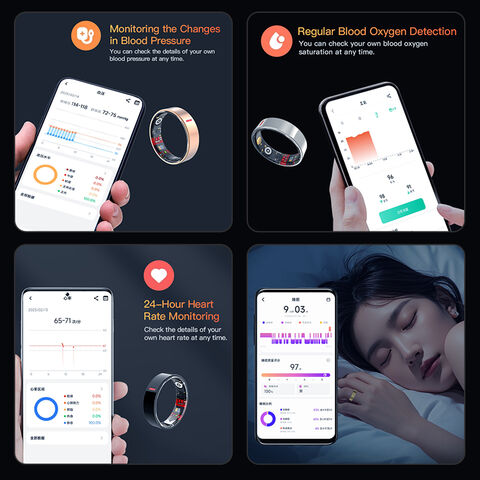 Coffrets cadeaux Navigation GPS via APP NYJ07 5ATM Bague intelligente étanche Modes sportifs multiples HRV montre mince