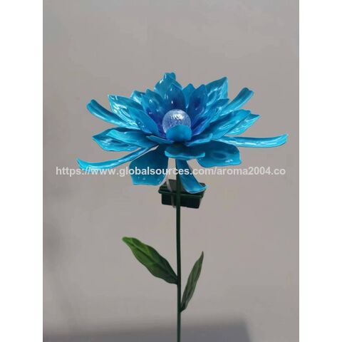 Fabricante de estacas de flores de metal com luzes LED solares para gramado, pátio, jardim, decoração exterior