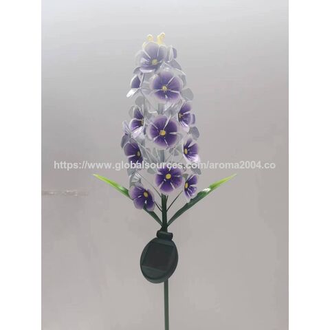 Fabricante de estacas de flores de metal com luzes LED solares para gramado, pátio, jardim, decoração exterior
