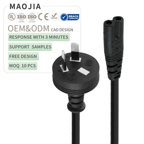 1,2 m schwarzes AU H05VV-F 3G*0,75mm2 AC-Netzkabel AS/NZS 3112 2-poliger Stecker auf IEC 60320 C7 Buchse Abbildung 8 Stromkabel