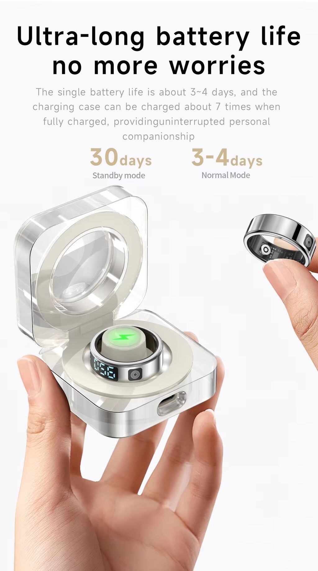 Stainless Steel Smart Screen Smart Ring Waterproof Health Monitoring ...