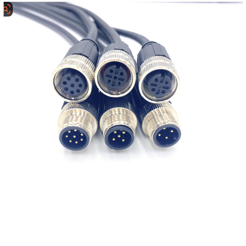 Cableforce M12 Macho Hembra Sin Blindaje Conector Cable 2 3 4 5 8 12 17 Pin M12 Sensor Impermeable Cable Circular Conector