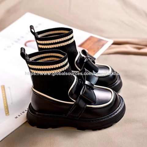 Zapatos de Vestir para Bebé, Estilo Moderno Primavera Otoño, con Lazo de Punto, Dulces, Tipo Bota Calcetín para Niñas Princesa