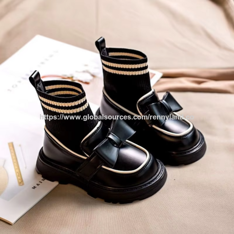 Zapatos de Vestir para Bebé, Estilo Moderno Primavera Otoño, con Lazo de Punto, Dulces, Tipo Bota Calcetín para Niñas Princesa