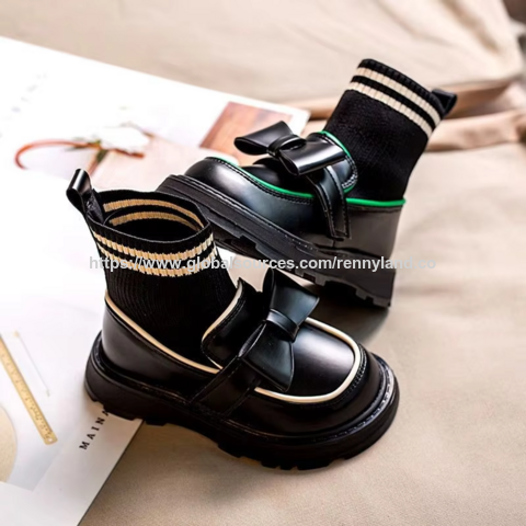 Zapatos de Vestir para Bebé, Estilo Moderno Primavera Otoño, con Lazo de Punto, Dulces, Tipo Bota Calcetín para Niñas Princesa