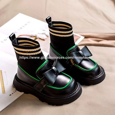 Zapatos de Vestir para Bebé, Estilo Moderno Primavera Otoño, con Lazo de Punto, Dulces, Tipo Bota Calcetín para Niñas Princesa