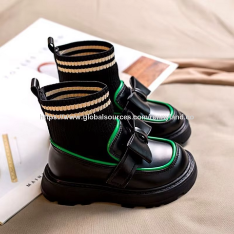 Zapatos de Vestir para Bebé, Estilo Moderno Primavera Otoño, con Lazo de Punto, Dulces, Tipo Bota Calcetín para Niñas Princesa