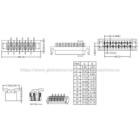 Connecteur IDC SMT Femelle Oreille 2.54mm, Référence 4000-W-SMT
