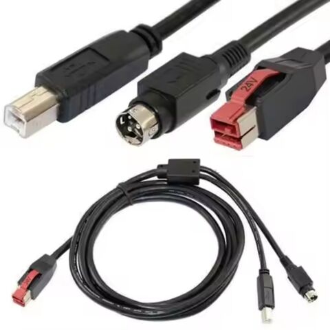 Kundenspezifische wasserdichte Kabelkonfektion mit USB 24V Stromversorgung, Stecker Buchse Verlängerungskabel für Drucker