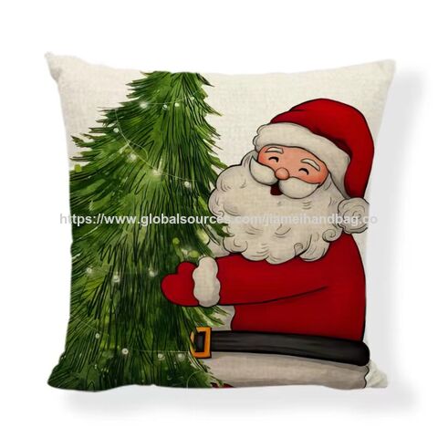 Funda de almohada navideña para el hogar con diseño de nieve, funda de cojín decorativa de Navidad con estampado de casa de campo y noche silenciosa para sofá