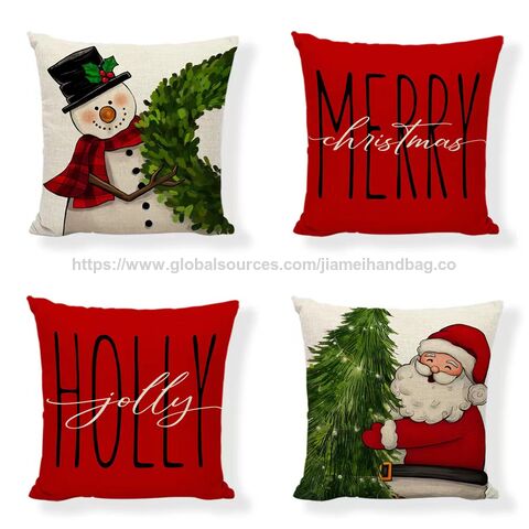 Funda de almohada navideña para el hogar con diseño de nieve, funda de cojín decorativa de Navidad con estampado de casa de campo y noche silenciosa para sofá
