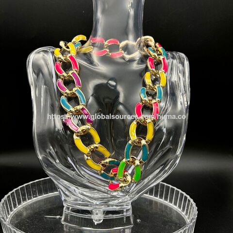 Cadenas acrílicas de colores de venta caliente, cadenas gruesas hip-hop, collares de cadena DIY, pulseras