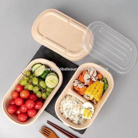 Vajilla desechable de alta calidad, contenedores de alimentos biodegradables para picnic, bandejas personalizadas de bagazo para snacks/carne/ensalada, alternativa al plástico