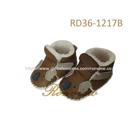High Quality Genuine Leather Kids Shoes Real Leather Warm Soft Boots for Baby size 11~14cm for 0~24Month old baby
