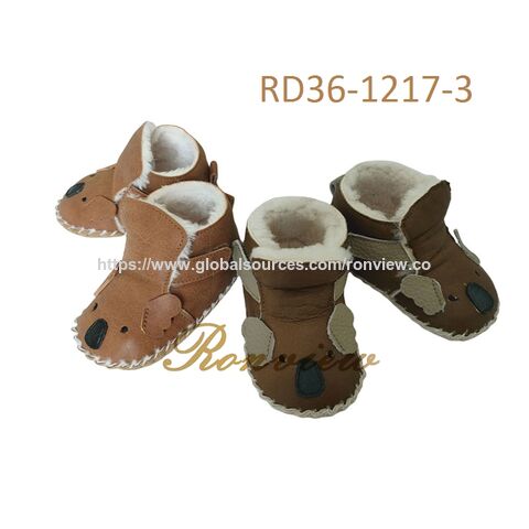 High Quality Genuine Leather Kids Shoes Real Leather Warm Soft Boots for Baby size 11~14cm for 0~24Month old baby