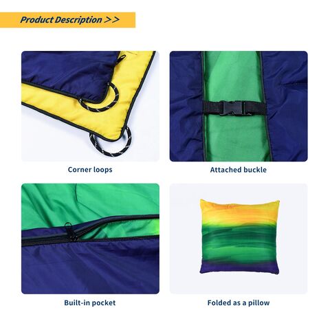 Juego de Manta de Viaje y Almohada, Manta de Picnic con Empaque Integrado, Bolso de Playa que se Transforma en Manta