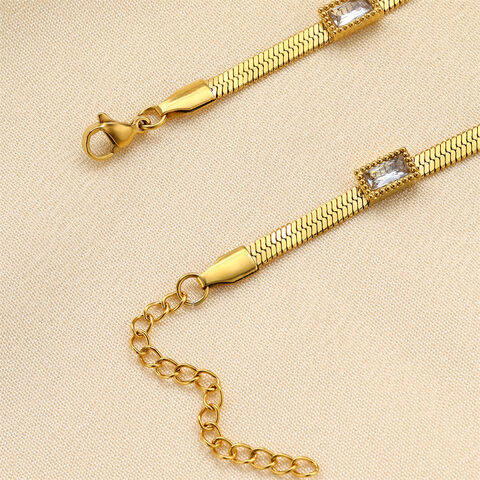 Gelang zirkon kubik persegi berlapis emas 18k baja tahan karat gaya fesyen grosir cocok untuk semua orang.