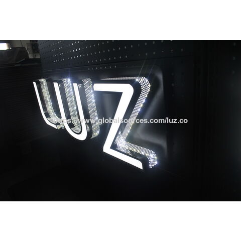 Letreiros 3D com letras retroiluminadas LED personalizadas, letras de aço inoxidável, letreiros 3D LED luminosos, letras de canal de alumínio para lojas