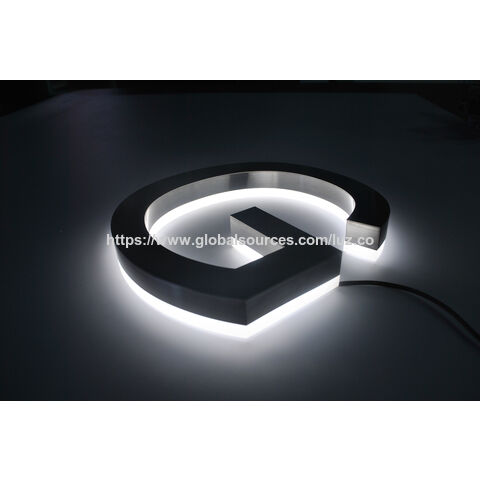 Letreiros 3D com letras retroiluminadas LED personalizadas, letras de aço inoxidável, letreiros 3D LED luminosos, letras de canal de alumínio para lojas
