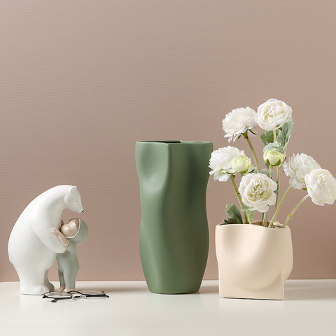 Macetas de flores, jarrón pequeño de cerámica simple, decoración para el hogar, macetas al por mayor