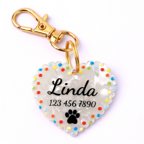 Plaque d'Identification Personnalisée en Forme de Cœur pour Chien, Mignonnes Étiquettes Portables Anti-Perte pour Petits, Moyens et Grands Chiens, Plaque Nom pour Chat